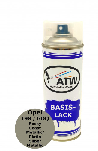 Autolack für Opel 198 / GDQ Rocky Coast Metallic / Platin Silber Metallic+400ml Klarlack Set
